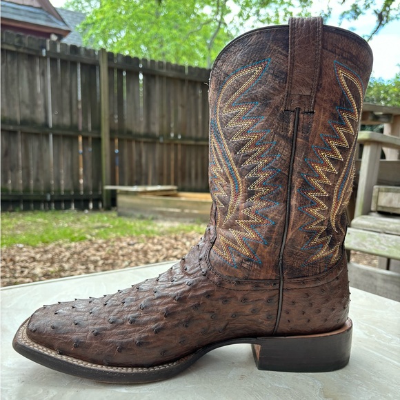 Men’s Ariat Gallup  Western Boots color Mocha Full Quill Ostrich Size 13D - Picture 5 of 16